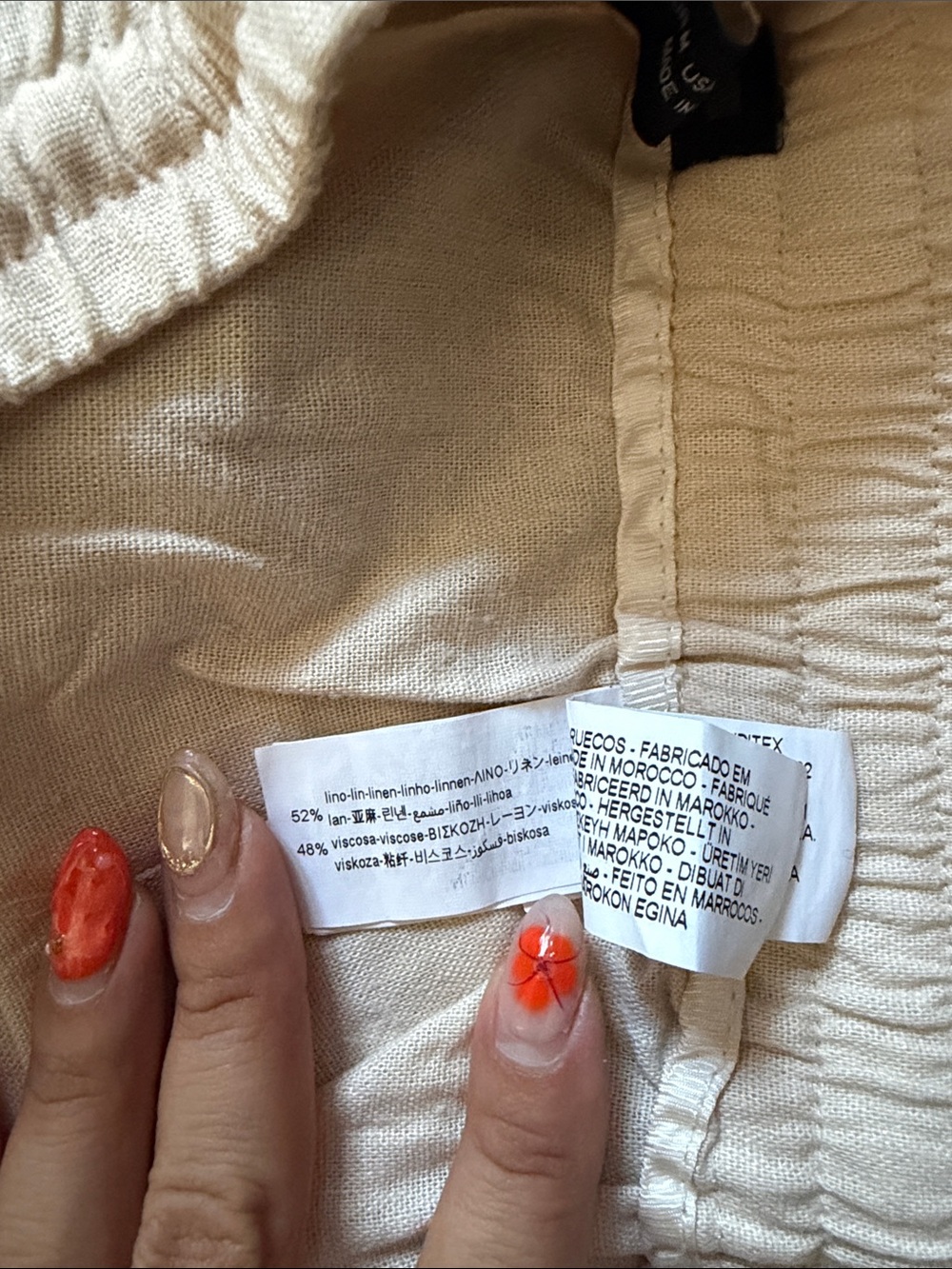 Zara Beige Drawstring Linen Pants - Picture 4 of 4